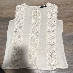 Lace-Trimmed White Top